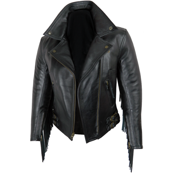 ladies-elite-fringed-black-leather-jacket